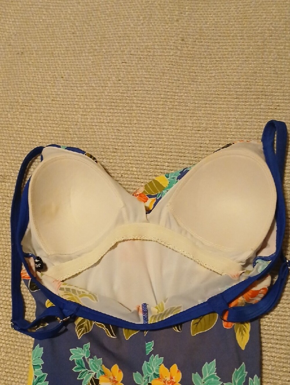 Jantzen Blue Floral One-Piece Swimsuit with Orange & Yellow Blooms - Picture 6 of 8